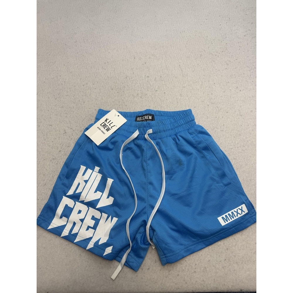 Kill Crew Muay Thai Shorts Mens XS Blue Mesh Kill Crew MMXX Training Athletic
